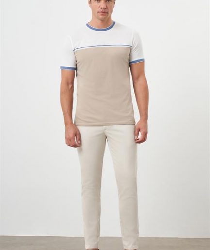 Мужские светло-бежевые брюки чинос slim fit с карманами и застежкой на пуговицу и молнию 95% хлопок, 5% эластан, доступные размеры 40-50