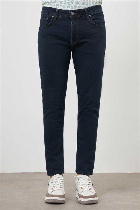 Мужские джинсы Morven темно-синие — коричневые, 5 карманов, Slim Fit, 98% хлопок, 2% эластан, застежка на пуговицу и молнию