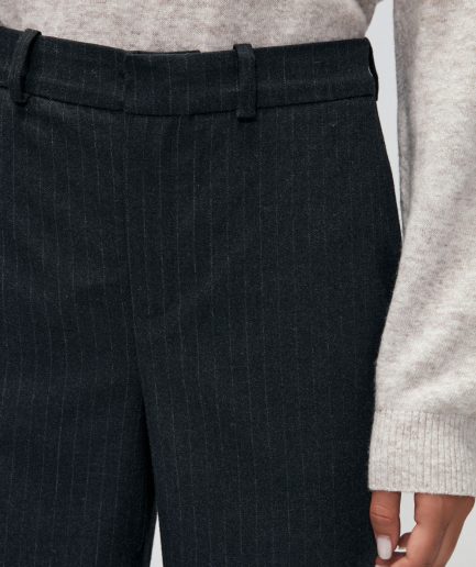 Широкие полосатые брюки Moda Tutkusu, антрацит, средняя талия, карманы, 65% полиэстер, для стильного комфорта