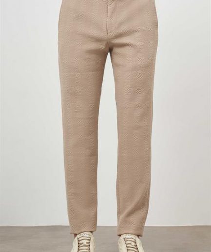 Мужские бежевые поливискозные джоггеры Slim Fit с узором и карманами 67% полиэстер, 31% вискоза, 2% ликра