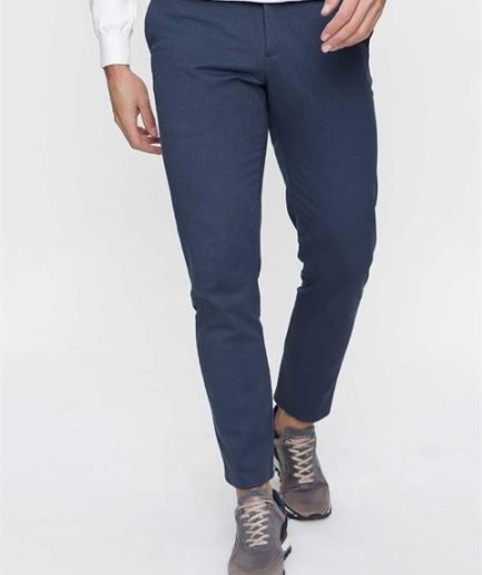 Мужские голубые брюки из хлопка Slim Fit с боковыми карманами и застежкой на пуговицу и молнию