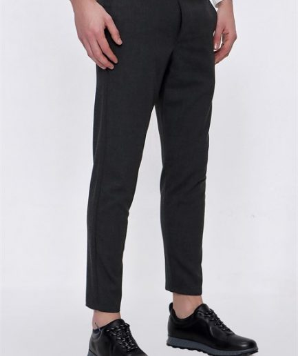 Мужские темно-серые брюки slim fit с эластичным поясом, 64% полиэстер, 31% вискоза, 5% лайкра, боковые карманы