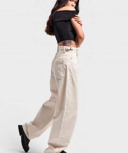 Женские супердлинные джинсы baggy из 100% хлопка, цвет кремовый, размеры 34-42