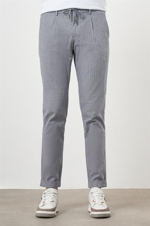 Мужские темно-синие спортивные брюки jogger slim fit из хлопка и льна с карманами и завязками