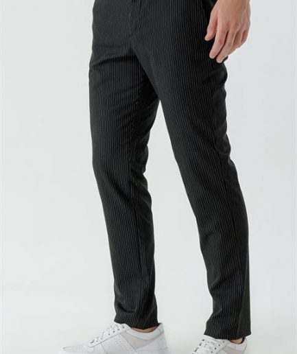Мужские черные классические брюки Morven с полосками, slim fit, 74% полиэстер, 23% вискоза, 3% эластан, боковые карманы, застежка на кнопке и молнии