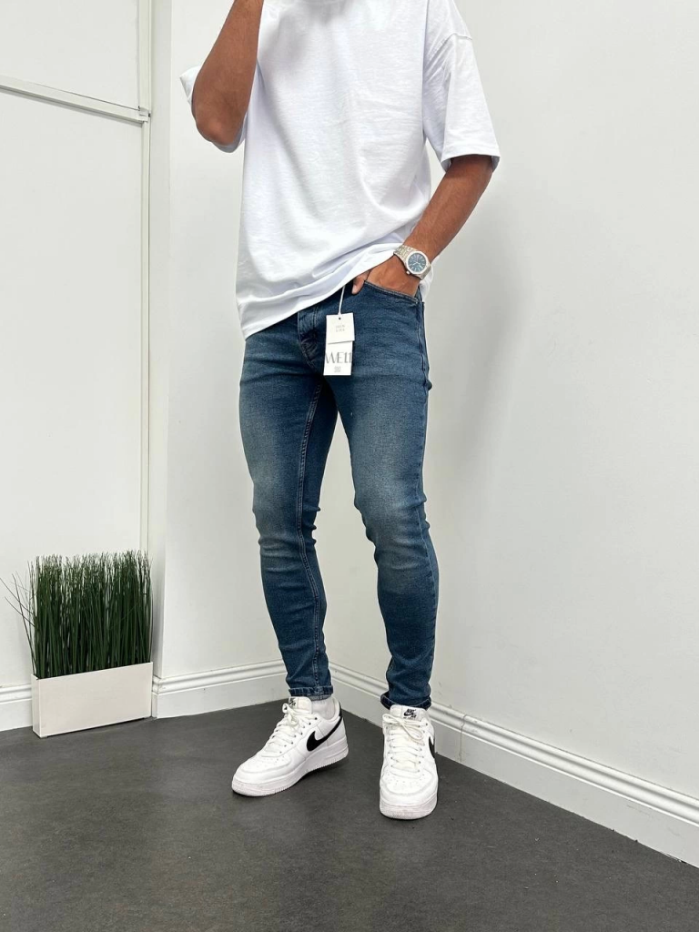 Мужские узкие джинсы Skinny Fit — темно-синие, размеры 29-36, для роста 160-190 см, идеально подходят для активного образа жизни