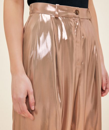 Промодная блестящая брюки Gold Moda Tutkusu из 100% переработанного полиэстера, удобная посадка, средней высоты талия, подходит для дневного и вечернего образа