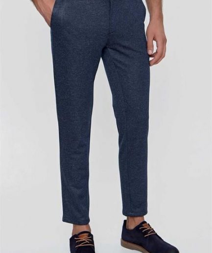Мужские темно-синие спортивные брюки Slim Fit с боковыми карманами и эластичным поясом, 80% полиэстер, 20% вискоза