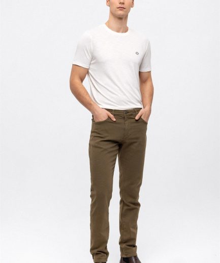Хаки брюки с пятью карманами, Slim Fit, 98% хлопок, 2% эластан, размеры 40-50, отечественное производство