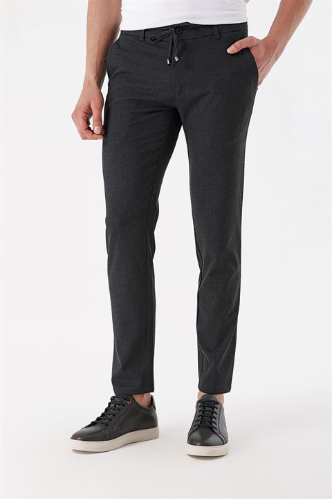 Мужские спортивные брюки Morven антрацитового цвета slim fit с карманами и застежкой на пуговицу и молнию