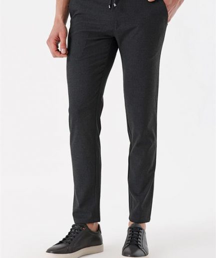 Мужские спортивные брюки Morven антрацитового цвета slim fit с карманами и застежкой на пуговицу и молнию