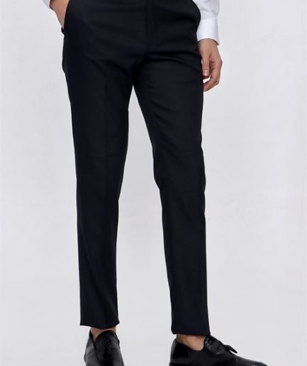 Мужские темно-синие брюки Santos с рисунком slim fit, 65% полиэстер, 33% вискоза, 2% лайкра, с карманами, модель 44