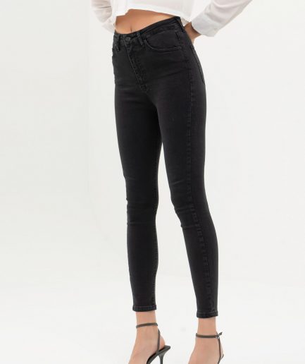 Женские черные джинсы с высокой талией Slim Fit из эластана, размеры 25 и 26
