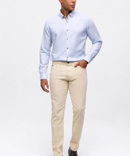 Темно-бежевые хлопковые брюки с пятью карманами Slim Fit, размер 40-50, местное производство