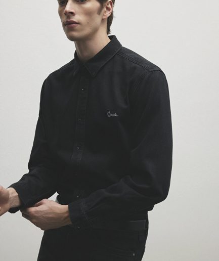 Рубашка джинсовая Roy Lux черного антрацитового цвета, длинный рукав, Slim Fit, 100% хлопок, от бренда MAVI, размеры S, M, L, XL, XXL