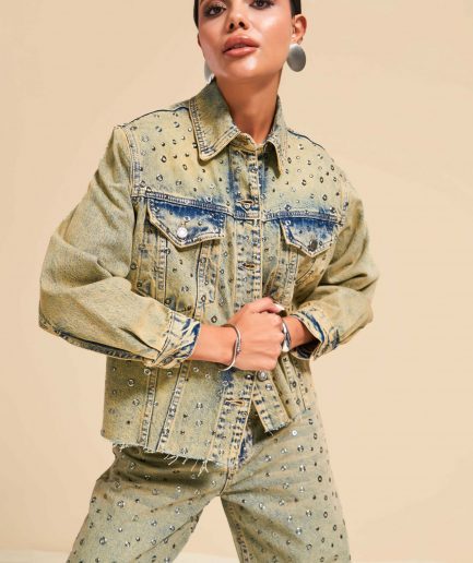 Женская oversize куртка с деталями из денима Tint, доступна в размерах 34-40, выполнена из 100% котона