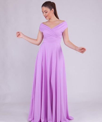 Женское макси платье с вырезом на плечах, фиолетовое, размеры 34(XS)-54(7XL), комбинированная ткань, эластичное, теплая подкладка, скрытая молния