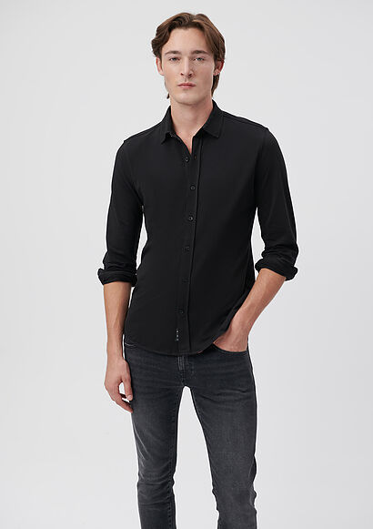 Черная вязаная рубашка MAVI из коллекции Black с Oversize кроем из 100% хлопка для стильных мужчин