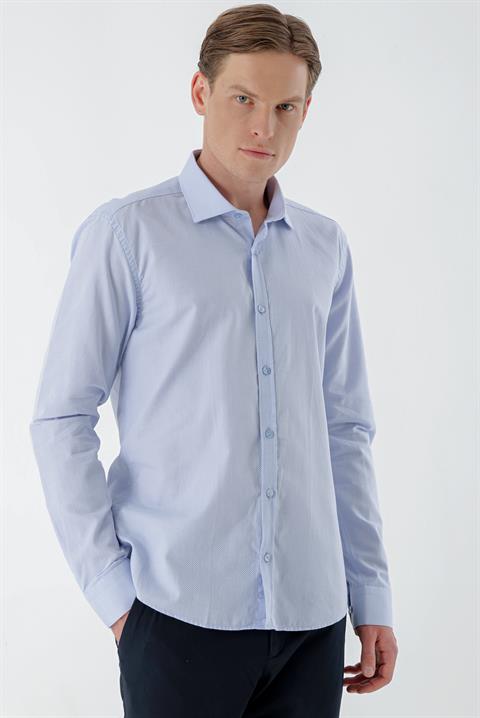 Мужская сорочка A. МАВІ с узором, итальянским воротником, slim fit, 100% хлопок, без карманов, длинный рукав, без подкладки, без разрезов