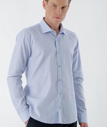Мужская сорочка A. МАВІ с узором, итальянским воротником, slim fit, 100% хлопок, без карманов, длинный рукав, без подкладки, без разрезов