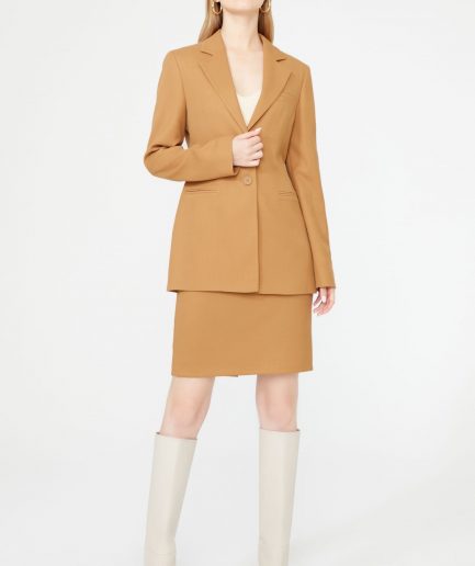 Куртка Blazer с карманами Camel от MAVI, 64% полиэстер, 34% вискоза, 2% эластан, долгое рукава, размер S-XXL, элегантный стиль