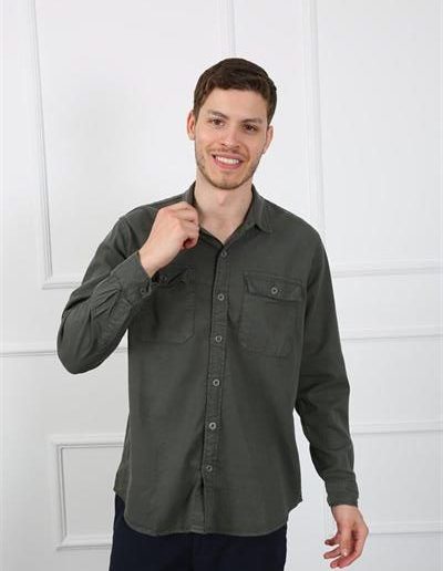 Мужская рубашка Regular Fit OLIVE из Тенсела с хлопком и эластаном, размеры S, M, L, XL, XXL