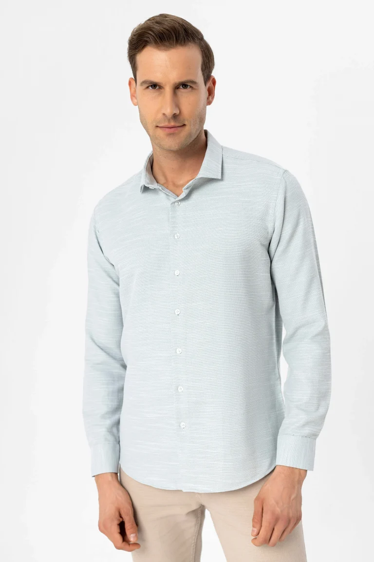 Классическая рубашка с уголковым манжетом, Slim Fit, розовая, 60% хлопок, 40% полиэстер, бизнес-кэжуал, турецкое происхождение