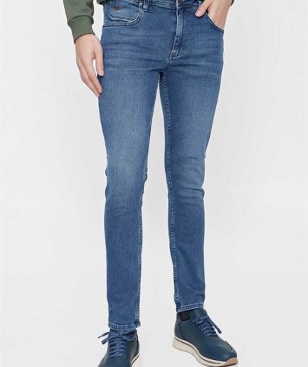 Мужские голубые брюки Casandra Slim Fit с 5 карманами, 98% хлопок и 2% лайкра, модельный размер 32, удобная посадка