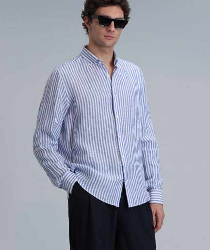 Новая мужская базовая рубашка regular fit синего цвета