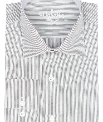 Мужская серая рубашка с длинным рукавом в тонкую полоску slim fit от VARETTA, 80% хлопок, 20% полиэстер, размер S, M