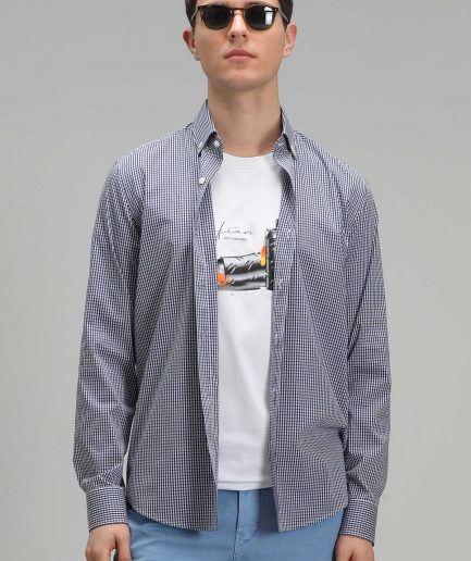 Умная рубашка Ardmin для мужчин, Slim Fit, темно-синяя, размер M