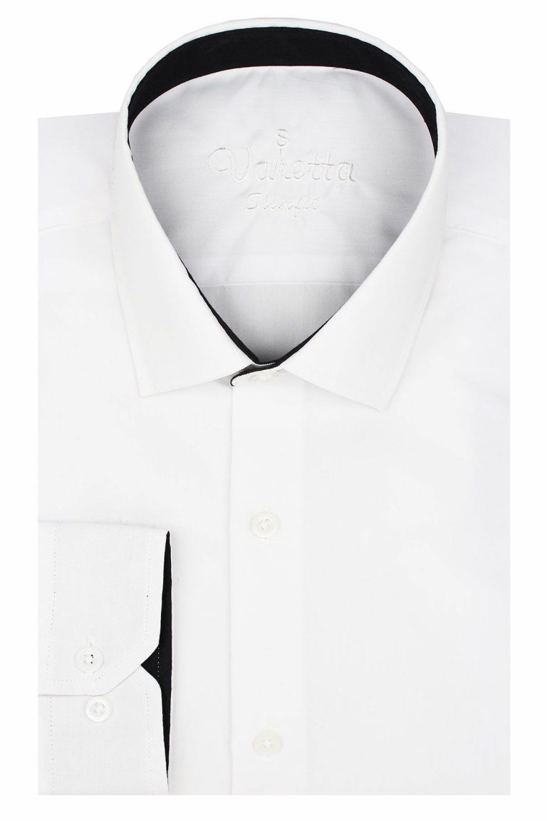 Мужская белая рубашка slim fit с длинным рукавом VARETTA из 67% хлопка и 33% полиэстера