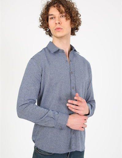 Мужская рубашка Slim Fit EG 1840 ИНДИГО из 60% хлопка и 40% полиэстера размера S, M, L, XL, XXL