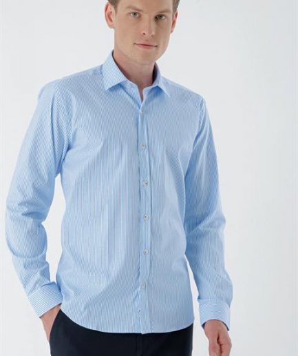 Мужская рубашка Morven A. MAVI, slim fit, полоска, 96% хлопок, 4% лайкра, длинные рукава, без карманов, модель L