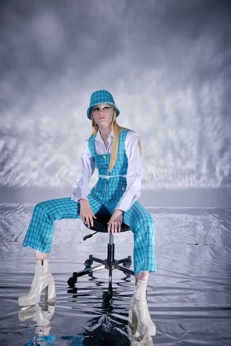 Синие твидовые брюки S, XS, M, L с элегантным дизайном и комфортным кроем