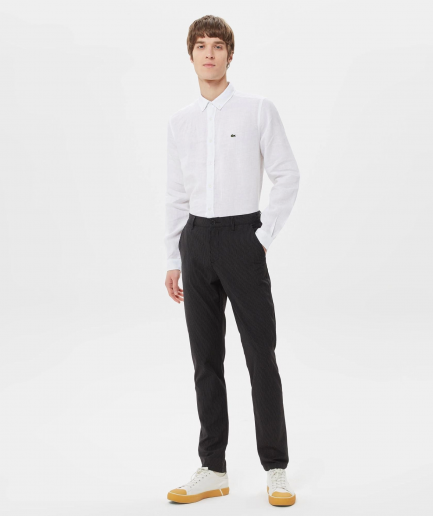 Мужская узкая майка Lacoste из льна — белая, размер: S, M, L, XL, XXL