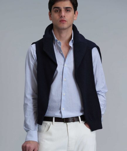 Удобная классическая мужская рубашка Varda Slim Fit синего цвета, доступные размеры S, M, L, XXL
