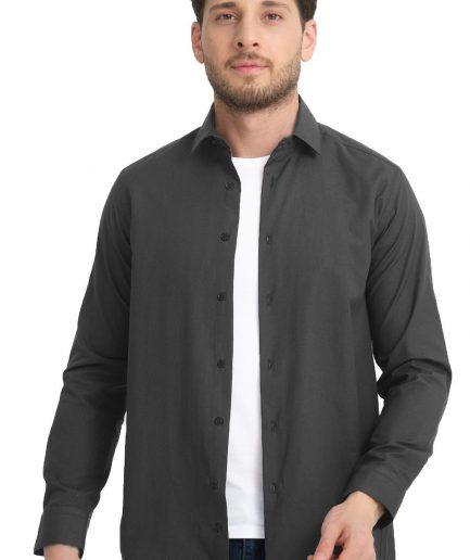 Мужская рубашка Varetta серого цвета, свободного кроя, длинный рукав, без карманов, комфортная и стильная