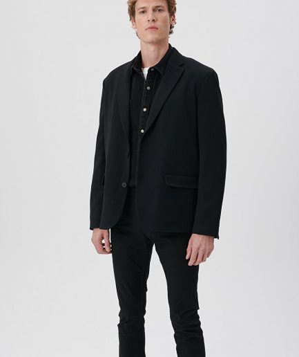 Черный блейзер MAVI, коллекция Black, oversize, крученый воротник, два кармана, стиль для городских мужчин