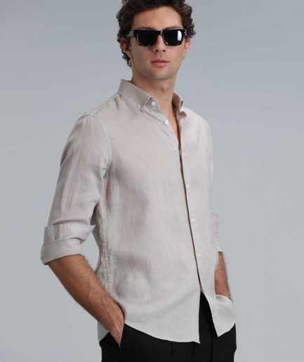 Мужская базовая рубашка Comfort Fit, бежевая, размеры: XS, S, M, L, XL, XXL, 3XL