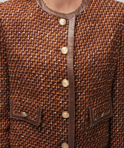 Куртка с кожаными деталями Kahve Moda Tutkusu, модели 119M1974001LMB, стильный фасон, акрил, шерсть, в разные размеры 40-48