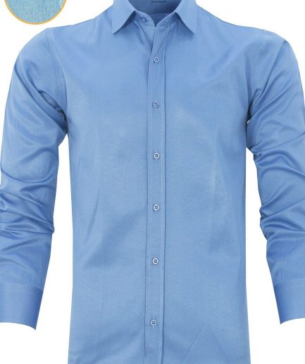 Мужская indigo рубашка с длинным рукавом slim fit в клетку из 80% хлопка и 20% полиэстера