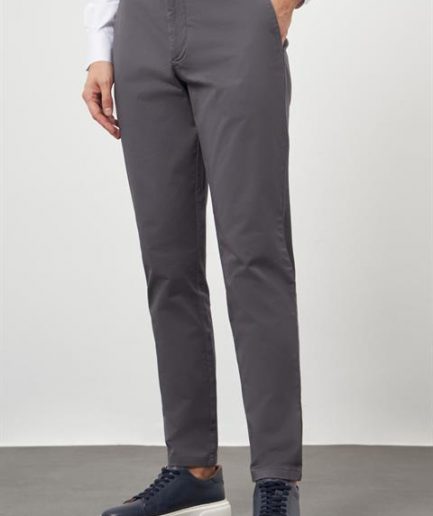 Мужские брюки чино из антрацитового хлопка Slim Fit с боковыми карманами, 98% хлопок, 2% эластан, застежка на пуговицу и молнию