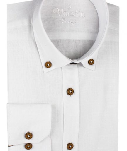 Мужская белая рубашка из 100% хлопка Slim Fit с длинным рукавом и пуговицей
