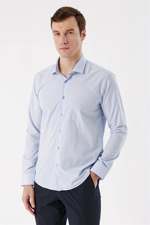 Мужская классическая рубашка Slim Fit, цвет A. Mavi, 65% полиэстер, 35% хлопок, длинный рукав, без карманов, модель L, идеальная посадка