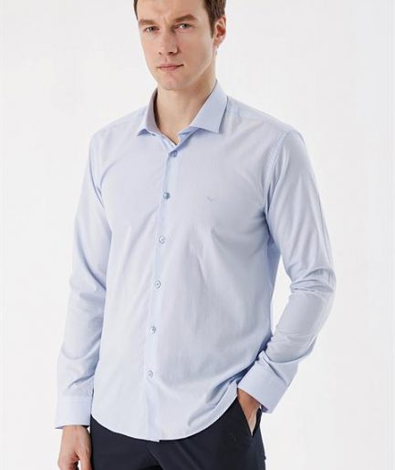 Мужская классическая рубашка Slim Fit, цвет A. Mavi, 65% полиэстер, 35% хлопок, длинный рукав, без карманов, модель L, идеальная посадка