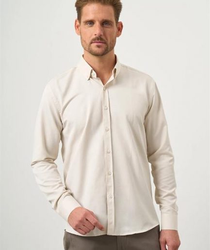 Скрытая кнопка, легко гладкая, оксфордская хлопковая рубашка slim fit для мужчин, без карманов, цвет кремовый, размеры S, M, XS, 3XL