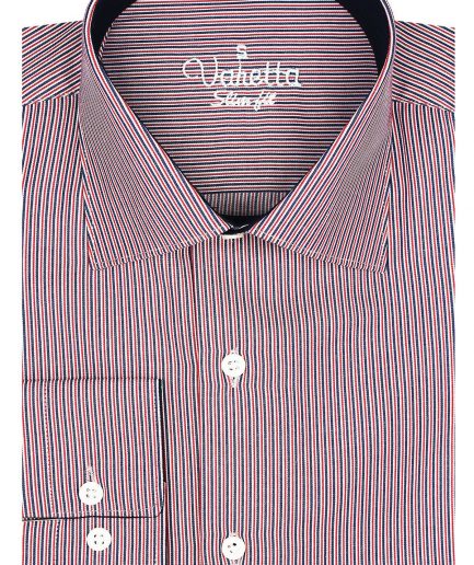 Мужская красная рубашка с длинными рукавами Slim Fit в полоску, 80% хлопок, 20% полиэстер, долгосрочный стиль от VARETTA, производство Турция