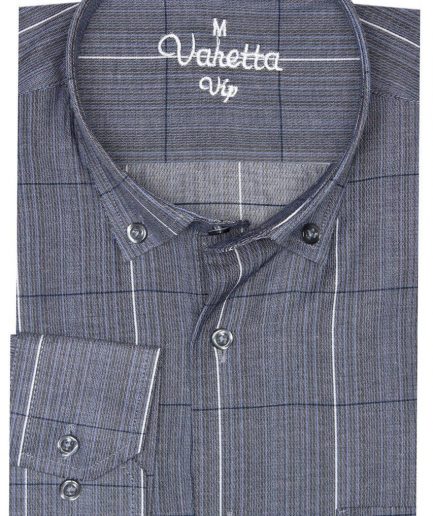 Классическая мужская рубашка VARETTA из хлопка и полиэстера, с длинными рукавами и карманом, светло-серого цвета, комфортный свободный крой