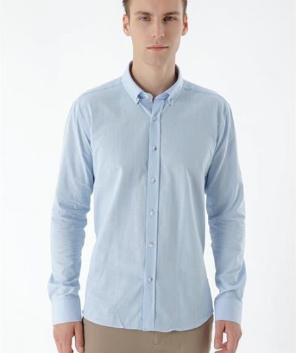 Мужская рубашка slim fit с клетчатым рисунком, 100% хлопок, без карманов, длинный рукав, модель A.Мави